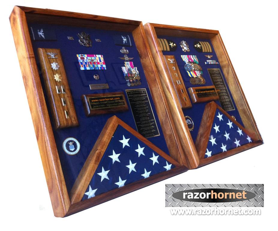Air Force and Navy Married Couple Matching Shadowbox